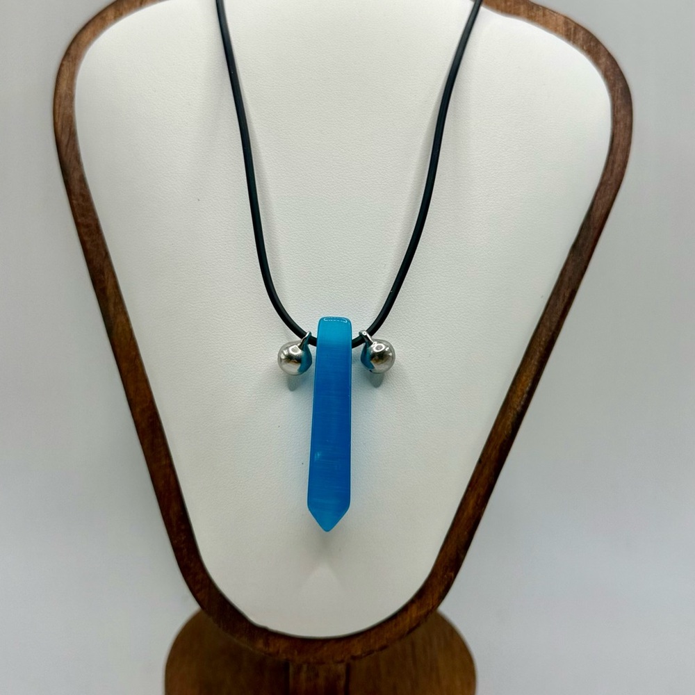 Blue Geometric Pendant Necklace Modern Boho